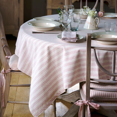 Pale Rose Cambridge Stripe Tablecloth - Square