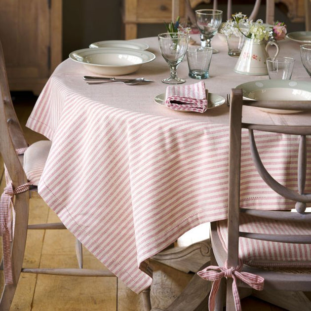 Rose Ivory Stripe Tablecloth