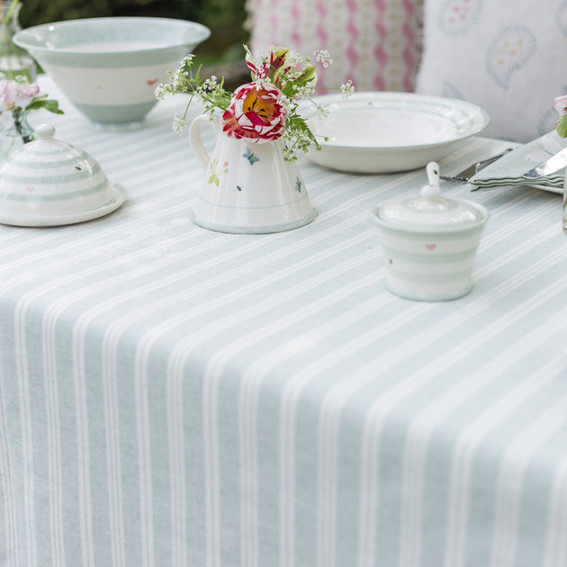 Duck Egg Cambridge Stripe Tablecloth - Large