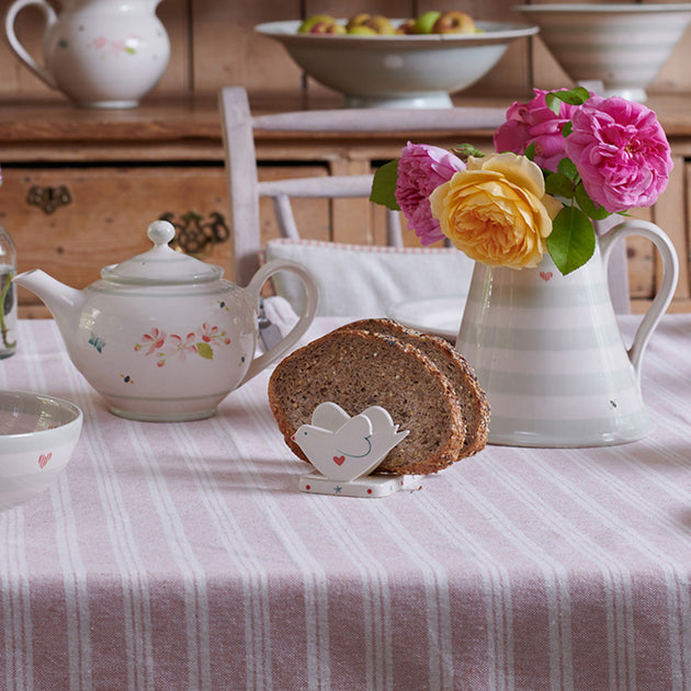 Pale Rose Cambridge Stripe Tablecloth - Square