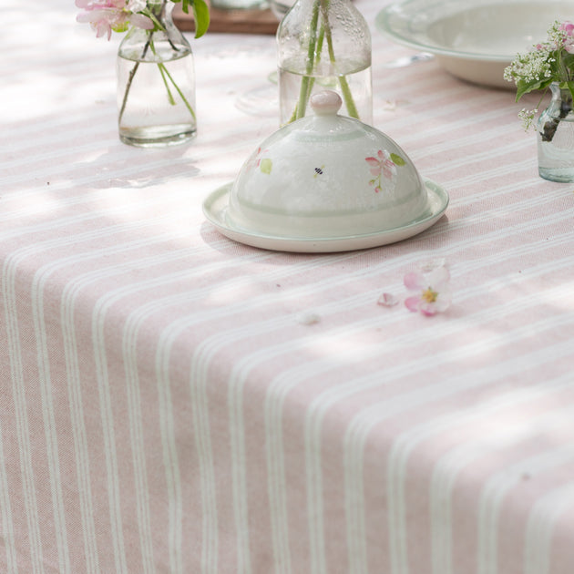 Pale Rose Cambridge Stripe Tablecloth - Square