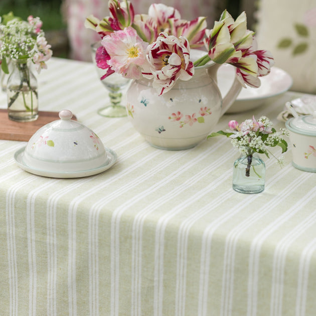 Summer Green Cambridge Stripe Tablecloth - Small