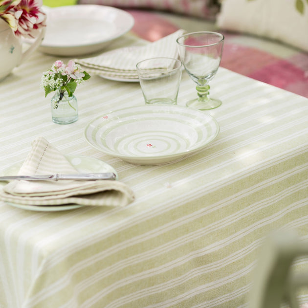 Summer Green Cambridge Stripe Tablecloth - Small