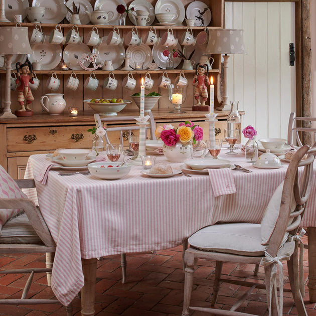 Rose Ivory Stripe Tablecloth - Small