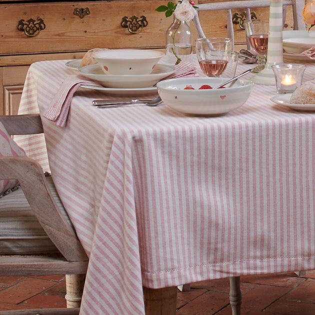 Rose Ivory Stripe Tablecloth - Small