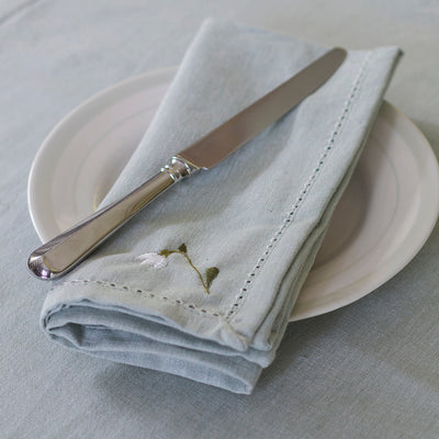 Snowdrop Duck Egg Cotton Napkin (Set of 4)