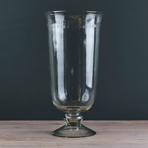 Tall Hand-engraved Hurricane Vase