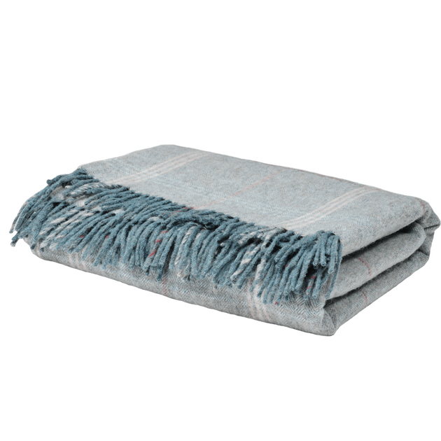 Smokey Blue Tartan Lambswool Throw
