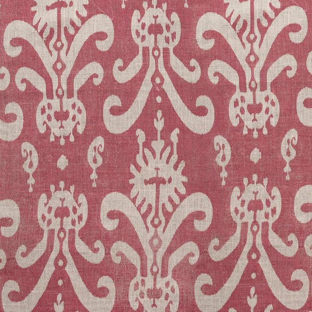 Hand-printed Indian Red Earth Sacha Linen Stonewashed Panel - 360RE
