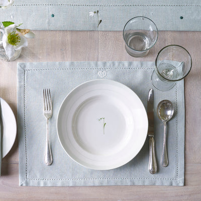 Duck Egg - White stripe Heart Placemats (set of 2)