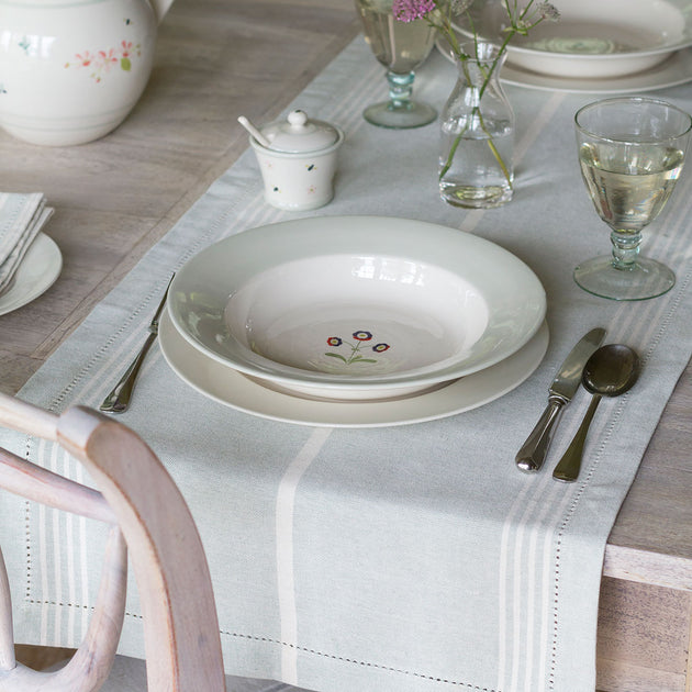 Duck Egg Oxford Stripe Table Runner