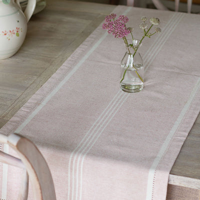 Pale Rose Oxford Stripe Table Runner