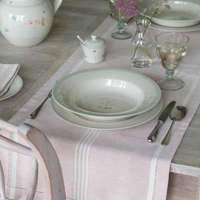 Pale Rose Oxford Stripe Table Runner