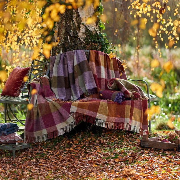 Violet Olive Harlequin Lambswool Throw