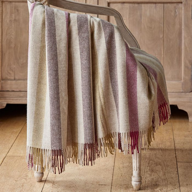 Violet Olive Stripe Lambswool Throw