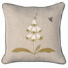 White Foxglove Embroidered  Linen Cushion