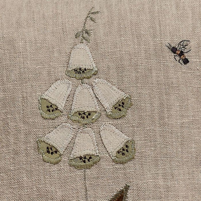 White Foxglove on Rustic Linen with Tassels