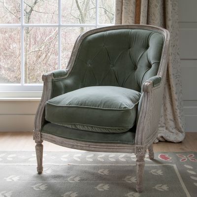 Large Buttoned Velvet Library Chair