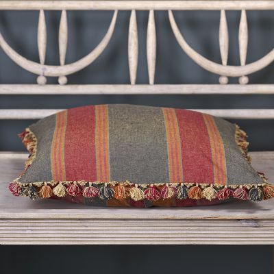 Jodhpur Stripe Cotton Large Seat Cushion with Tassels