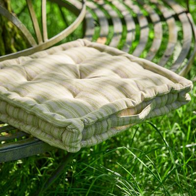 Beech Summer Green Ticking Stripe Box Cushion