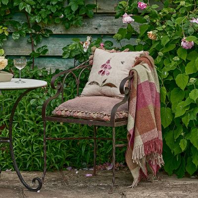 Rose Foxglove Rustic Linen Cushion with Tassels